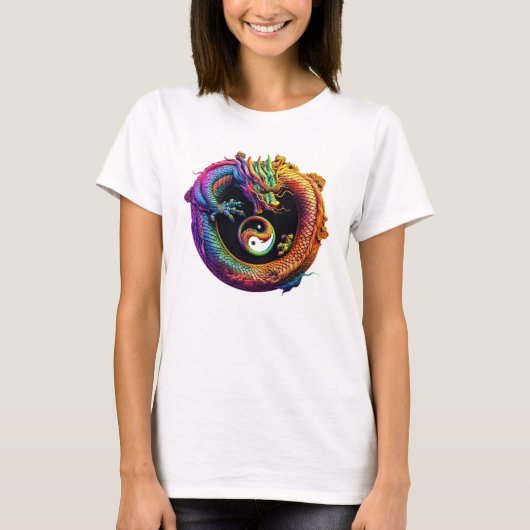 Yin Yang Dragon T-shirt voor dames (Voorkant)
