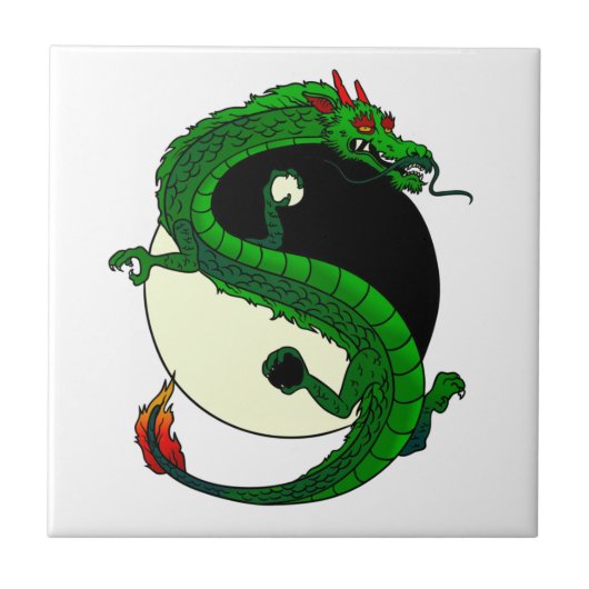 Yin Yang Dragon. Tegeltje (Voorkant)