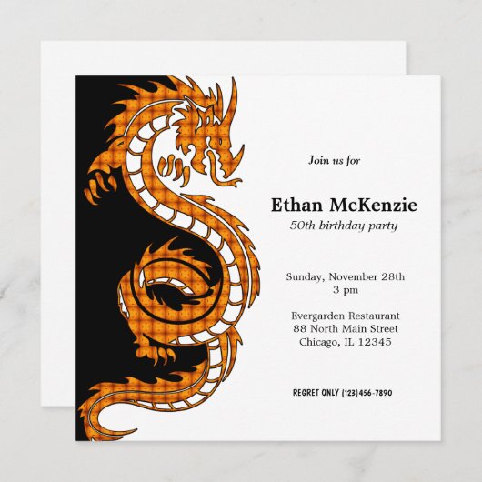 Yin Yang Dragon verjaardag thema Kaart (Voorkant / Achterkant)