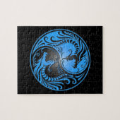 Yin Yang Dragons, blauw en zwart Legpuzzel (Horizontaal)