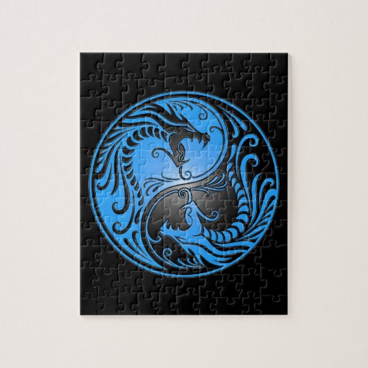 Yin Yang Dragons, blauw en zwart Legpuzzel (Verticaal)