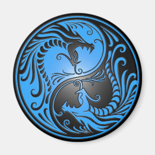 Yin Yang Dragons, blauw en zwart Magneet