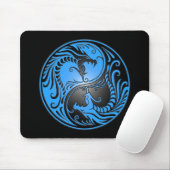 Yin Yang Dragons, blauw en zwart Muismat (Met muis)