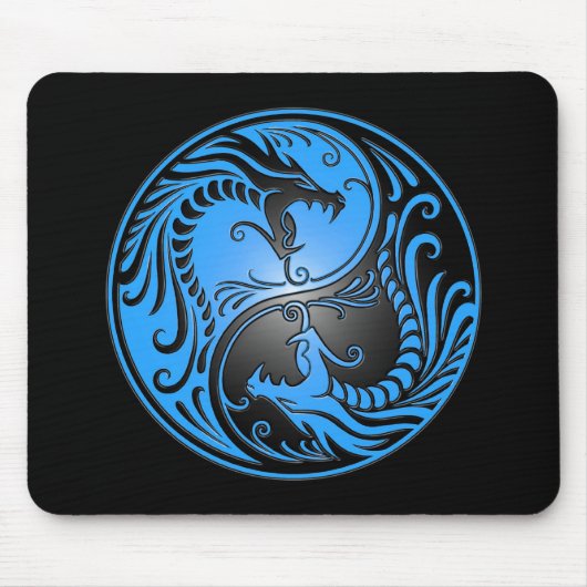 Yin Yang Dragons, blauw en zwart Muismat (Voorkant)