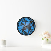 Yin Yang Dragons, blauw en zwart Ronde Klok (Huis)