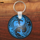 Yin Yang Dragons, blauw en zwart Sleutelhanger (Voorkant)