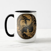 Yin Yang Dragons, bruin en zwart Mok (Links)