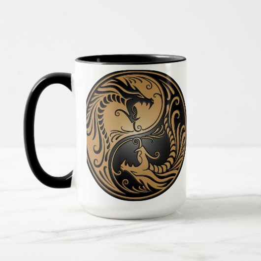 Yin Yang Dragons, bruin en zwart Mok (Links)
