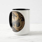 Yin Yang Dragons, bruin en zwart Mok (Voorkant links)