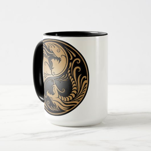 Yin Yang Dragons, bruin en zwart Mok (Voorkant links)