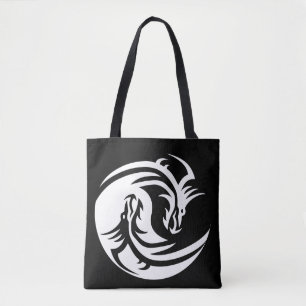 yin yang dragons canvas tas