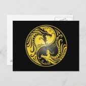 Yin Yang Dragons, geel en zwart Briefkaart (Voorkant / Achterkant)