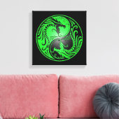 Yin Yang Dragons, groen en zwart Canvas Afdruk (Insitu (Woonkamer))