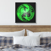 Yin Yang Dragons, groen en zwart Canvas Afdruk (Insitu (Slaapkamer))