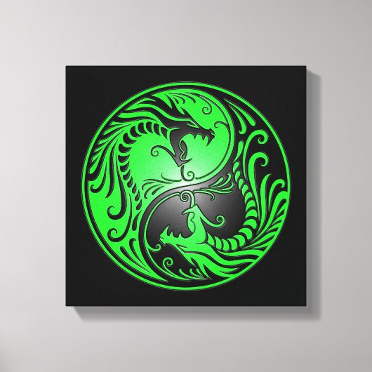 Yin Yang Dragons, groen en zwart Canvas Afdruk (Voorkant)