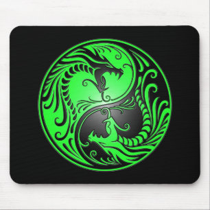 Yin Yang Dragons, groen en zwart Muismat
