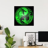 Yin Yang Dragons, groen en zwart Poster (Thuiskantoor)