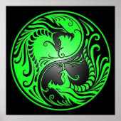 Yin Yang Dragons, groen en zwart Poster (Voorkant)