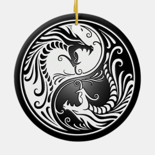Yin Yang Dragons Keramisch Ornament (Achterkant)
