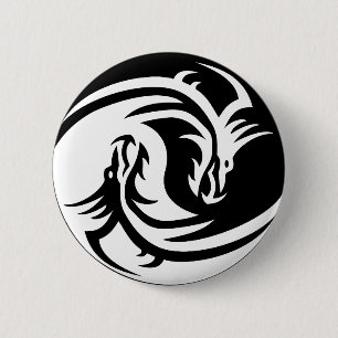 Yin Yang Dragons-knop Ronde Button 5,7 Cm
