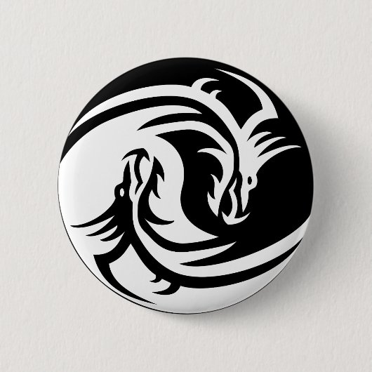 Yin Yang Dragons-knop Ronde Button 5,7 Cm (Voorkant)