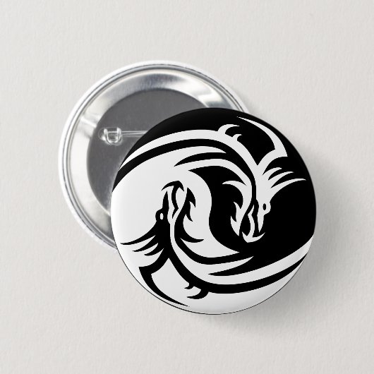 Yin Yang Dragons-knop Ronde Button 5,7 Cm (Voorkant /achterkant)