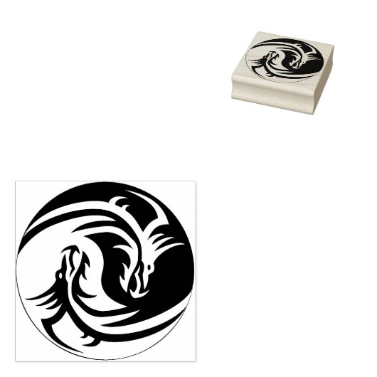 Yin Yang Dragons Kunststempel Rubberstempel (Gestempeld)