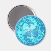 Yin Yang Dragons, lichtblauw Magneet (Voorkant / Achterkant)