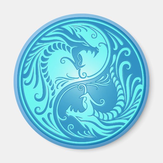 Yin Yang Dragons, lichtblauw Magneet (Voorkant)