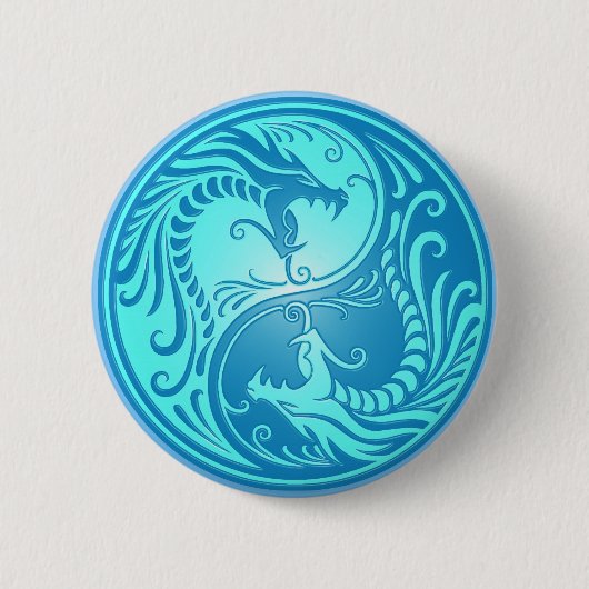 Yin Yang Dragons, lichtblauw Ronde Button 5,7 Cm (Voorkant)
