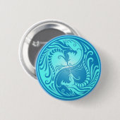 Yin Yang Dragons, lichtblauw Ronde Button 5,7 Cm (Voorkant /achterkant)