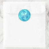 Yin Yang Dragons, lichtblauw Ronde Sticker (Tas)