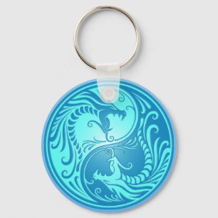 Yin Yang Dragons, lichtblauw Sleutelhanger
