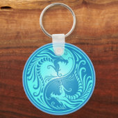 Yin Yang Dragons, lichtblauw Sleutelhanger (Voorkant)