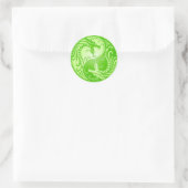 Yin Yang Dragons, lichtgroen Ronde Sticker (Tas)