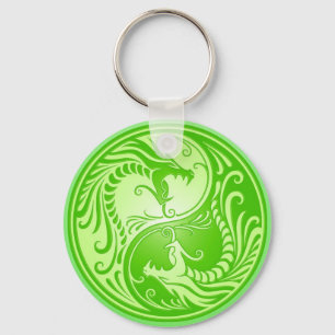 Yin Yang Dragons, lichtgroen Sleutelhanger