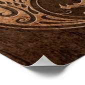 Yin Yang Dragons met een houten korreleffect Poster (Hoek)