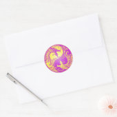 Yin Yang Dragons, paars en geel Ronde Sticker (Envelop)