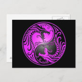 Yin Yang Dragons, paars en zwart Briefkaart (Voorkant / Achterkant)