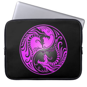 Yin Yang Dragons, paars en zwart Laptop Sleeve