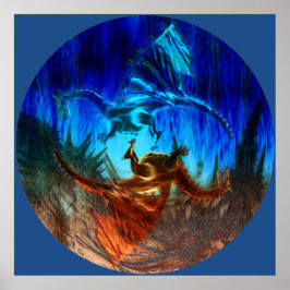 Yin Yang Dragons Poster