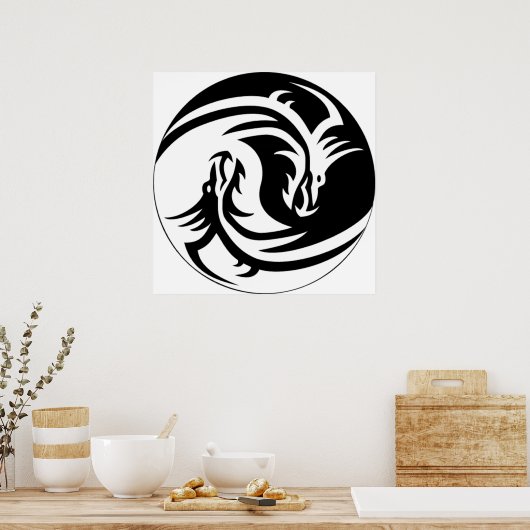 Yin Yang Dragons Poster (Keuken)