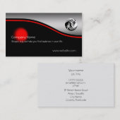 Yin-Yang Dragons, rode vlek, metaaleffect Visitekaartje (Voorkant / Achterkant)