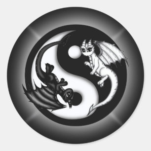 Yin Yang Dragons Ronde Sticker