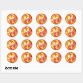 Yin Yang Dragons, rood en geel Ronde Sticker (Vel)