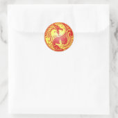 Yin Yang Dragons, rood en geel Ronde Sticker (Tas)