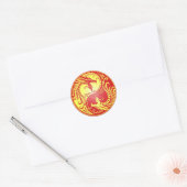 Yin Yang Dragons, rood en geel Ronde Sticker (Envelop)