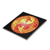 Yin Yang Dragons, rood en geel Tegeltje (Zijkant)