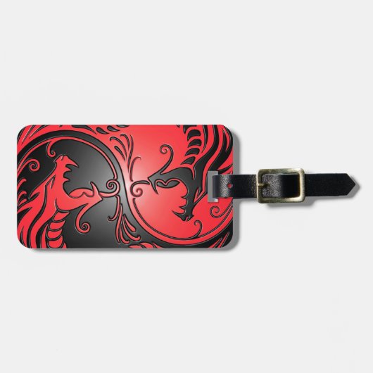 Yin Yang Dragons, rood en zwart Bagagelabel (Voorkant horizontaal)