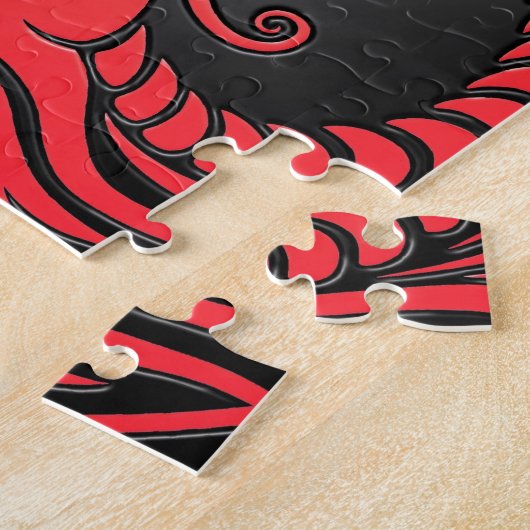Yin Yang Dragons, rood en zwart Legpuzzel (Zijkant)